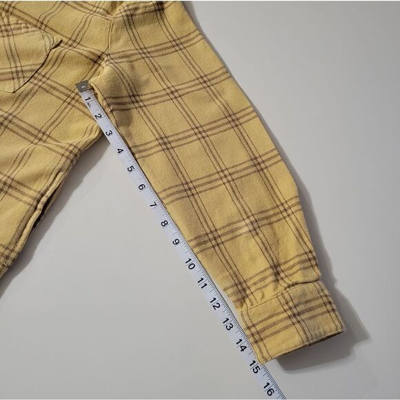Women's Mustard Yellow Plaid Flannel Button-Down Shirt - Picture 8 of 14